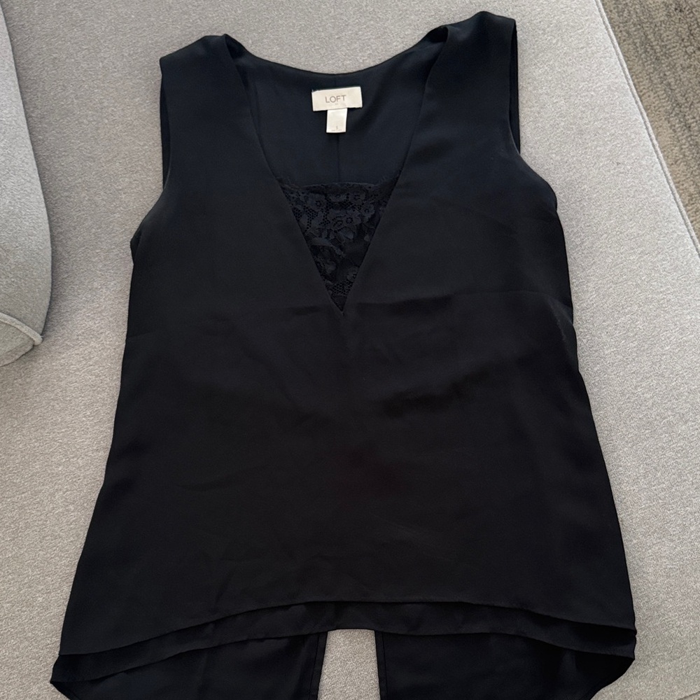 LOFT Black V-Neck Tank Top